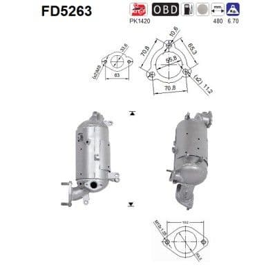 Filtru funingine/particule, sist.de esapament AS FD5263