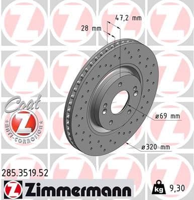 Disc frana ZIMMERMANN SPORT Z 285.3519.52