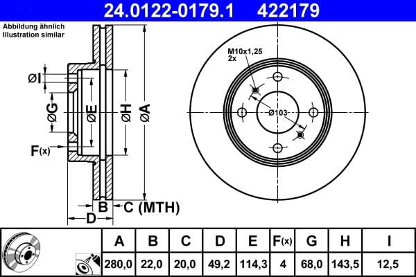 Disc frana ATE 24.0122-0179.1
