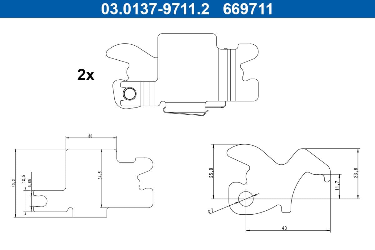 set accesorii, saboti frana parcare ATE extinderea blocării 03.0137-9711.2