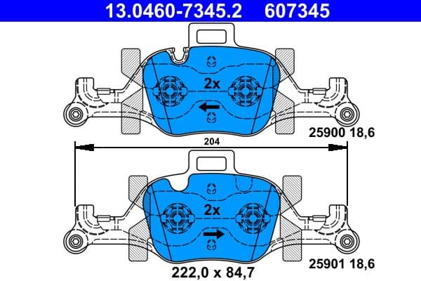 set placute frana,frana disc ATE 13.0460-7345.2