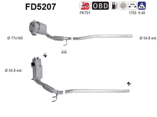 Filtru funingine/particule, sist.de esapament AS FD5207