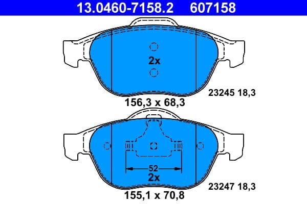 set placute frana,frana disc ATE 13.0460-7158.2