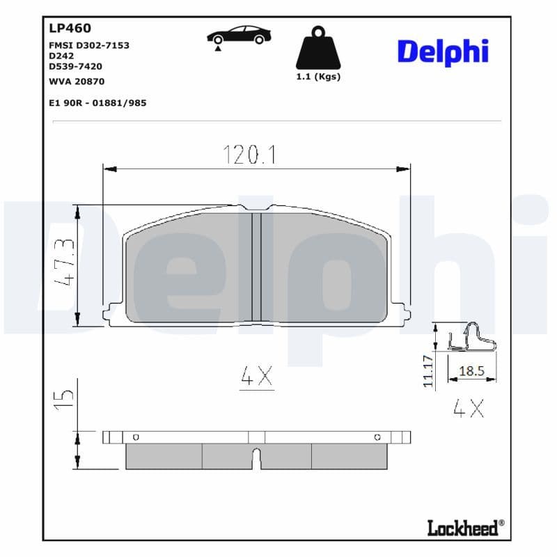 set placute frana,frana disc DELPHI LP460