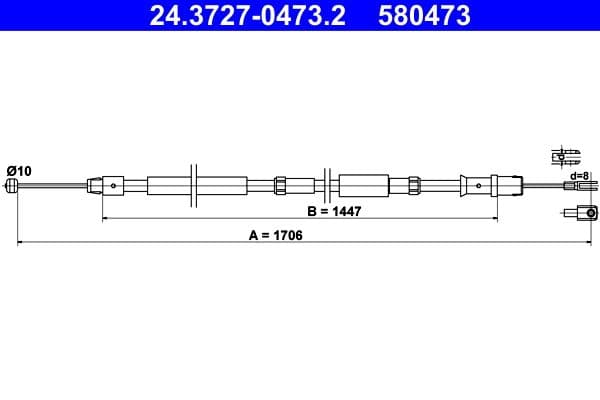 Cablu, frana de parcare ATE 24.3727-0473.2