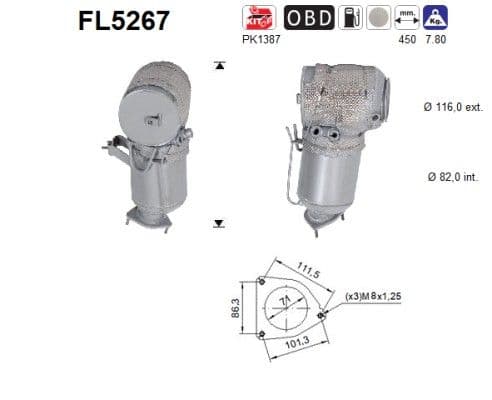 Filtru funingine/particule, sist.de esapament AS FL5267