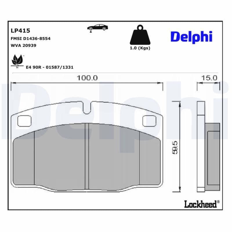 set placute frana,frana disc DELPHI LP415