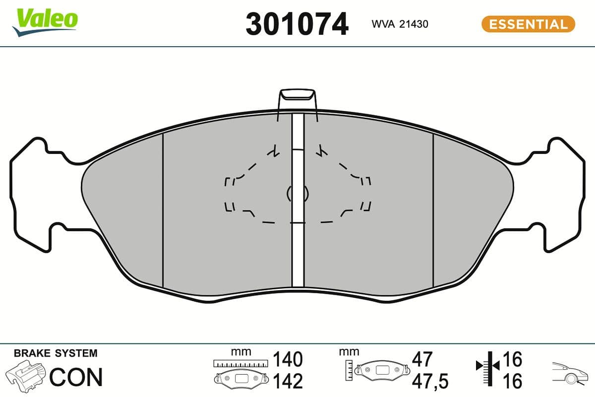 set placute frana,frana disc VALEO ESSENTIAL 301074