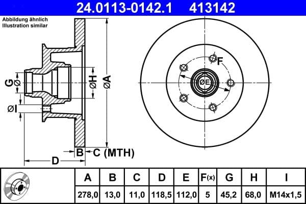 Disc frana ATE 24.0113-0142.1