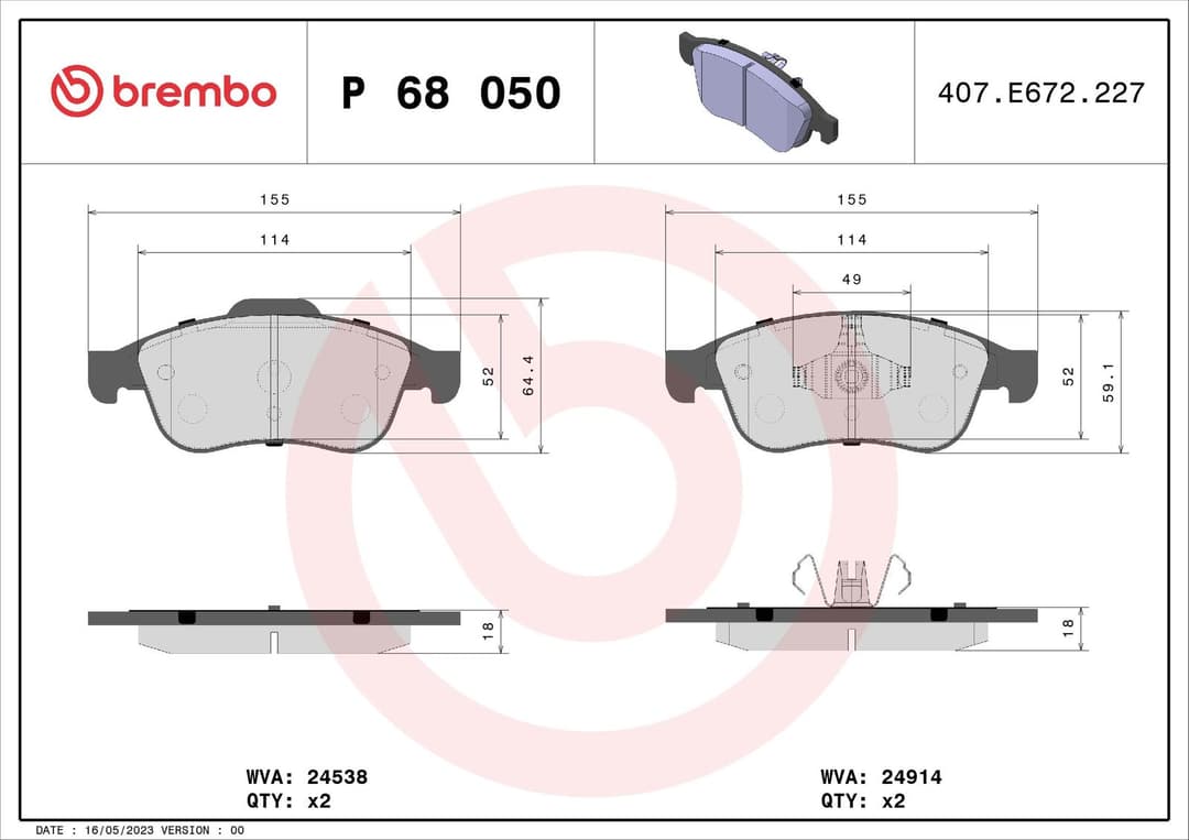set placute frana,frana disc BREMBO PRIME LINE P 68 050