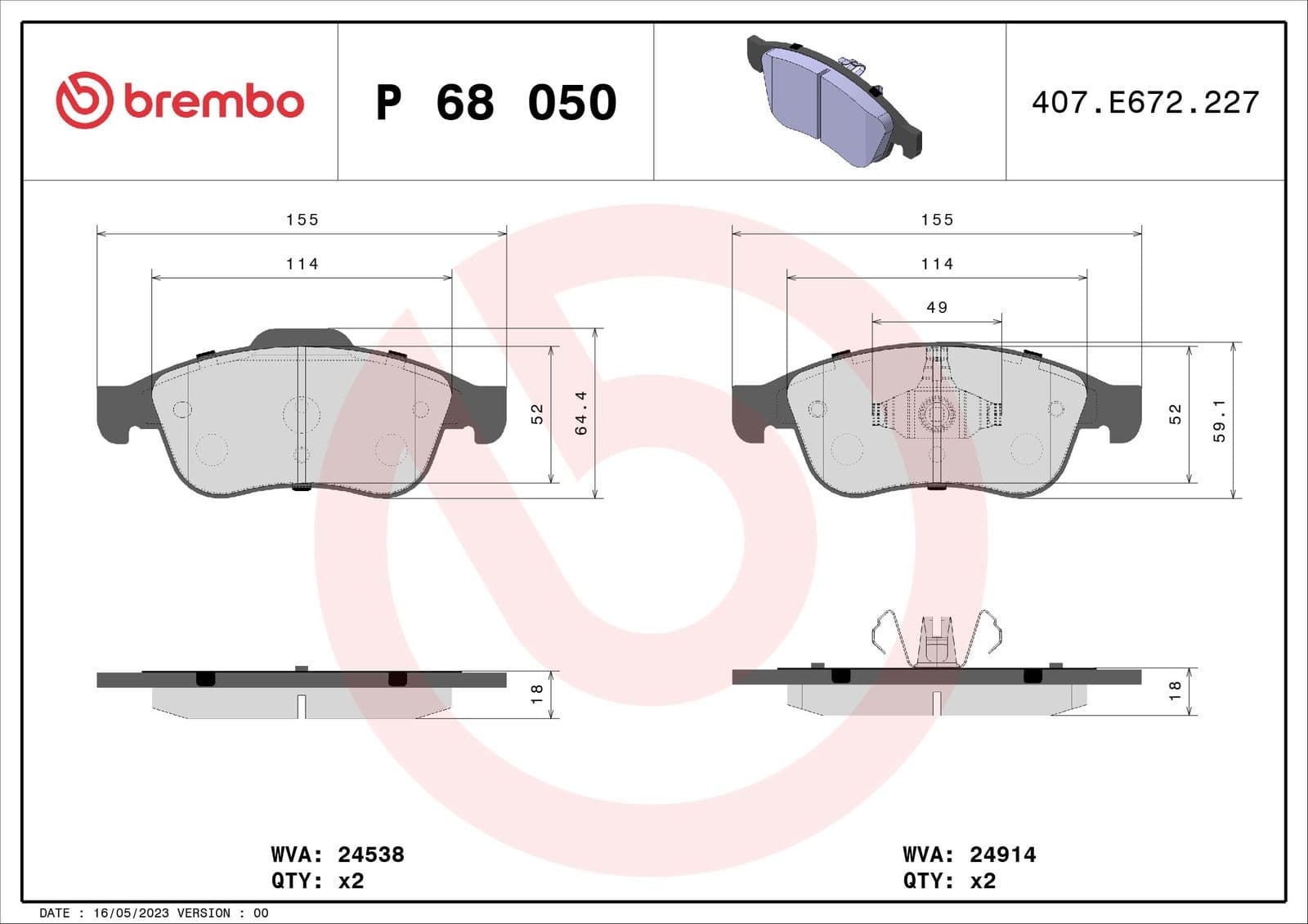 set placute frana,frana disc BREMBO PRIME LINE P 68 050