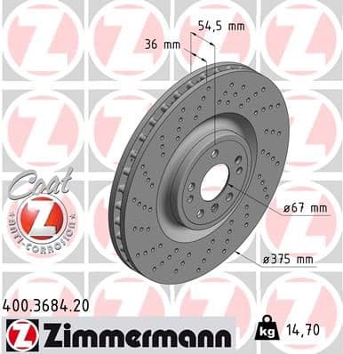 Disc frana ZIMMERMANN 400.3684.20