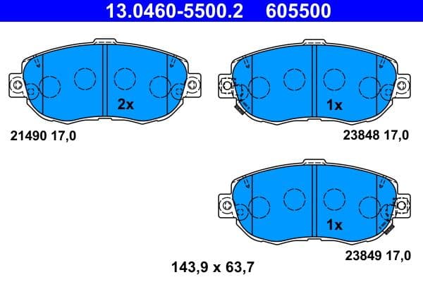set placute frana,frana disc ATE 13.0460-5500.2