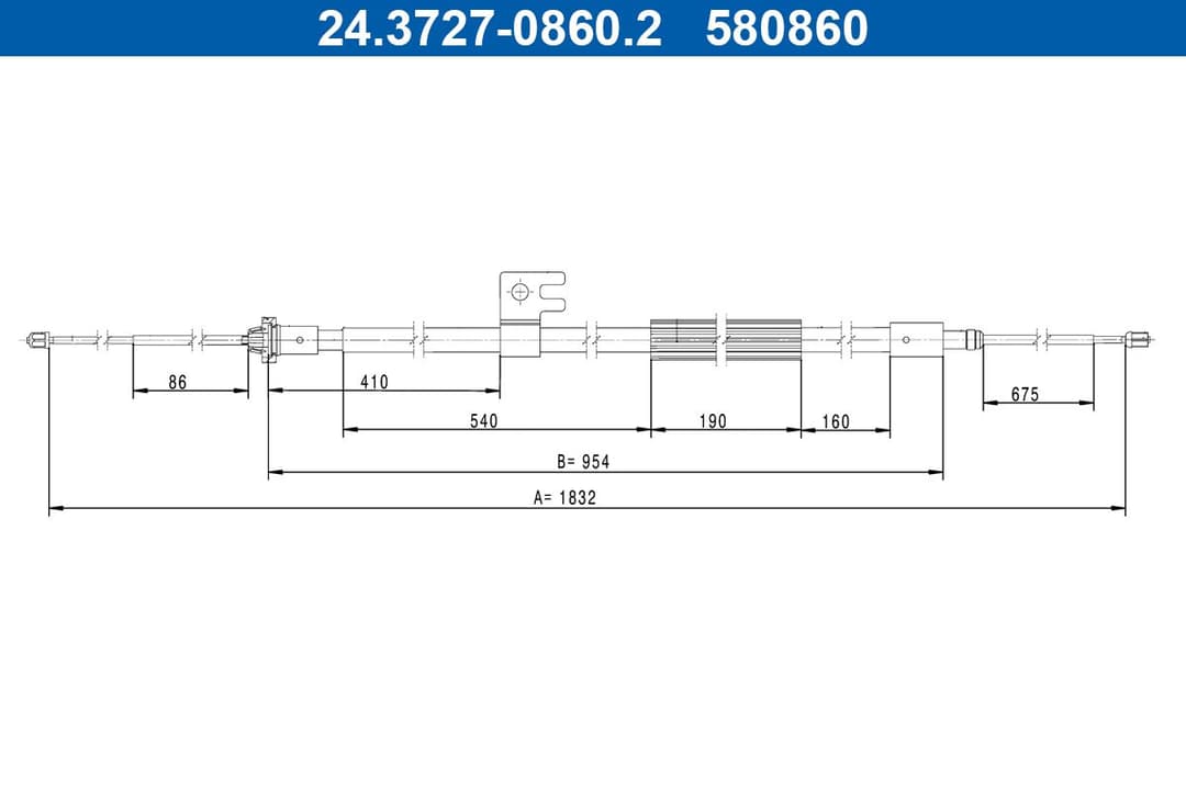 Cablu, frana de parcare ATE 24.3727-0860.2