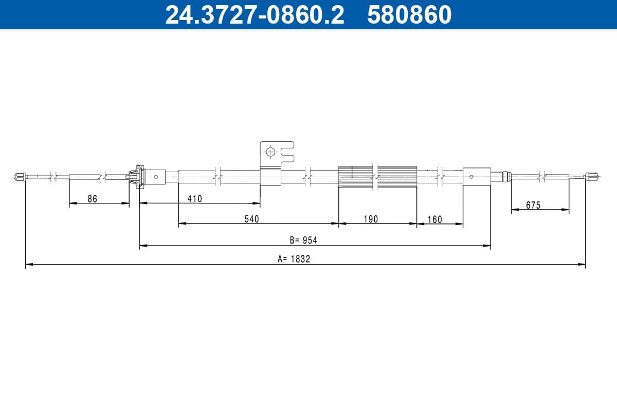 Cablu, frana de parcare ATE 24.3727-0860.2