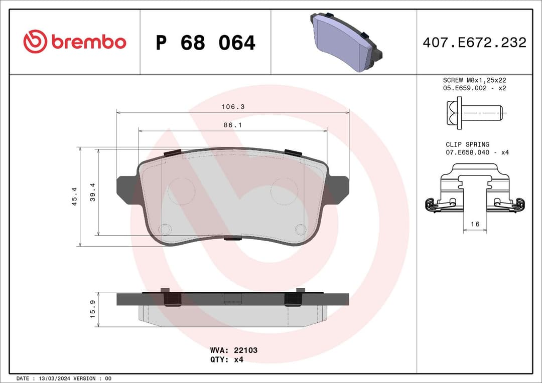 set placute frana,frana disc BREMBO PRIME LINE P 68 064