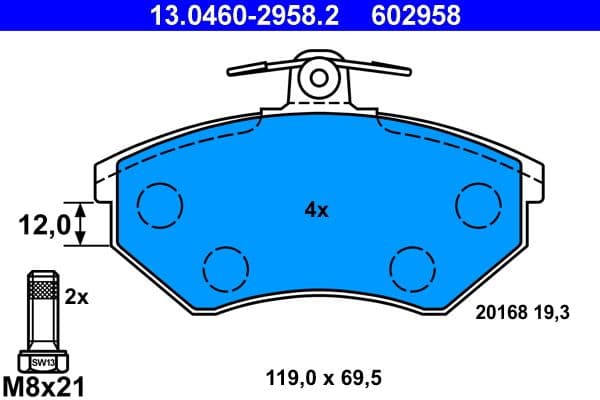 set placute frana,frana disc ATE 13.0460-2958.2
