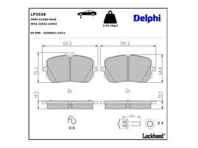 set placute frana,frana disc DELPHI LP3539