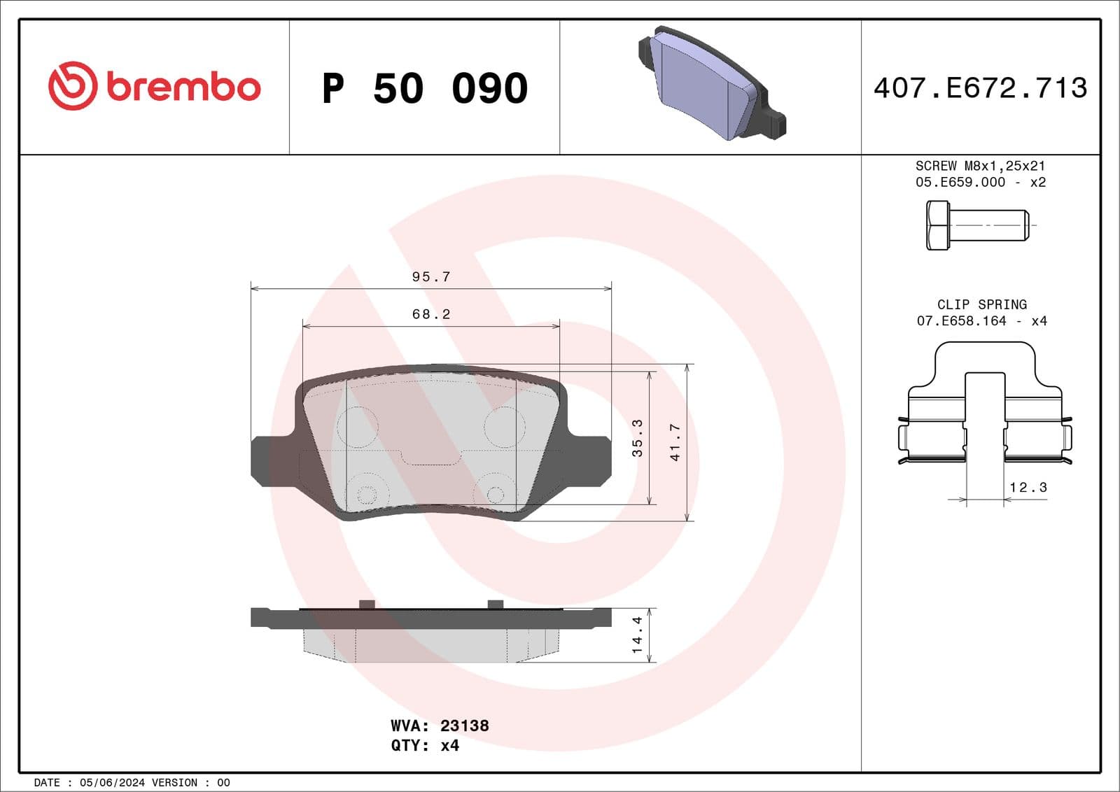 set placute frana,frana disc BREMBO P 50 090