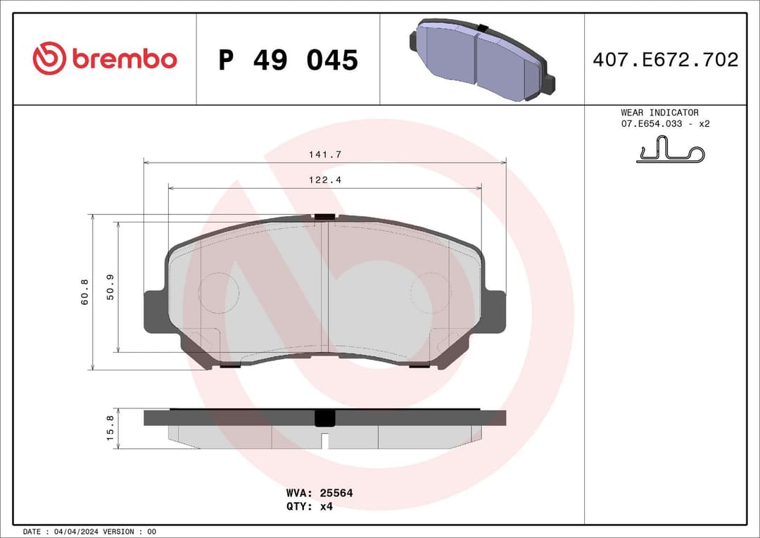 set placute frana,frana disc BREMBO P 49 045