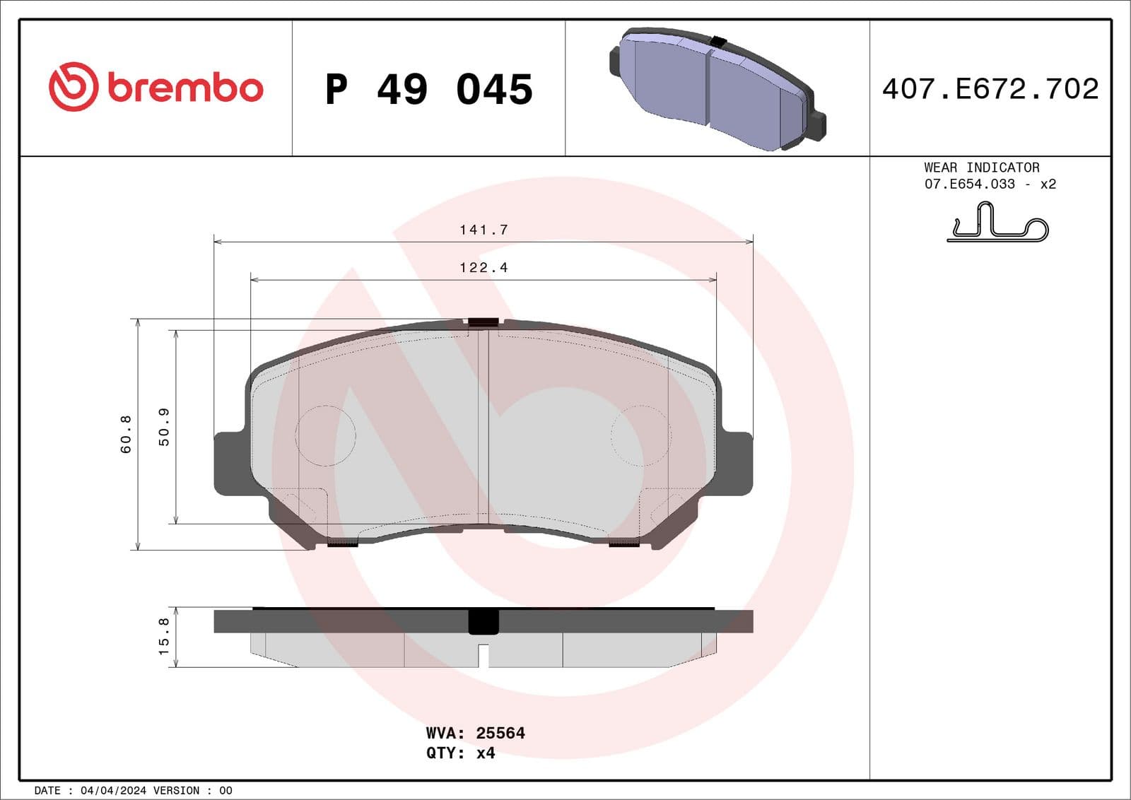 set placute frana,frana disc BREMBO P 49 045