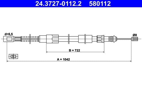 Cablu, frana de parcare ATE 24.3727-0112.2