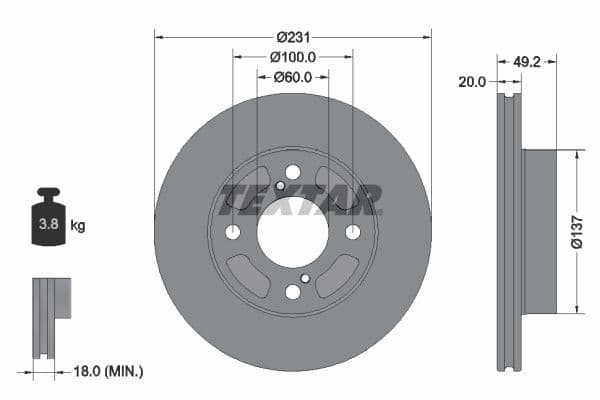 Disc frana TEXTAR PRO 92314003