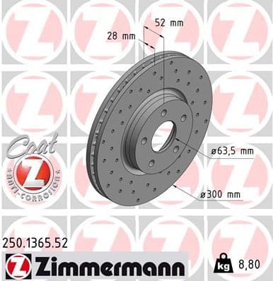 Disc frana ZIMMERMANN SPORT Z 250.1365.52