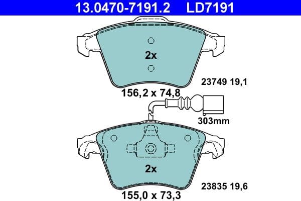 set placute frana,frana disc ATE Ceramic 13.0470-7191.2