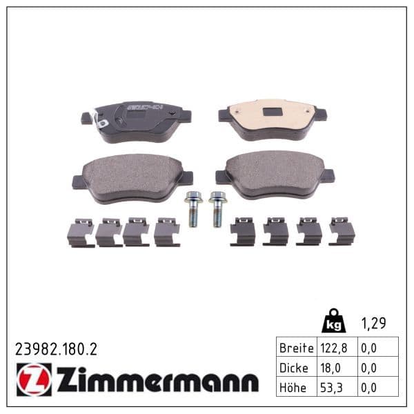 set placute frana,frana disc ZIMMERMANN 23982.180.2