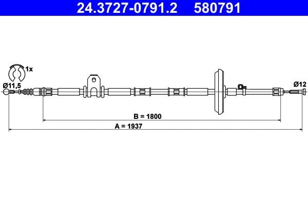 Cablu, frana de parcare ATE 24.3727-0791.2