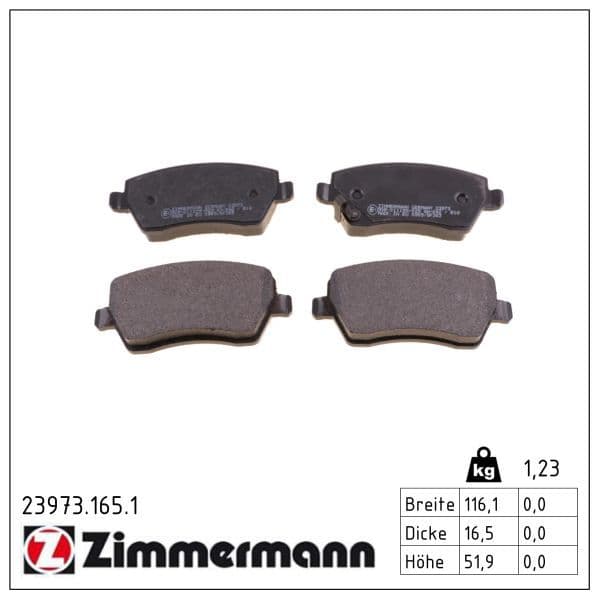 set placute frana,frana disc ZIMMERMANN 23973.165.1