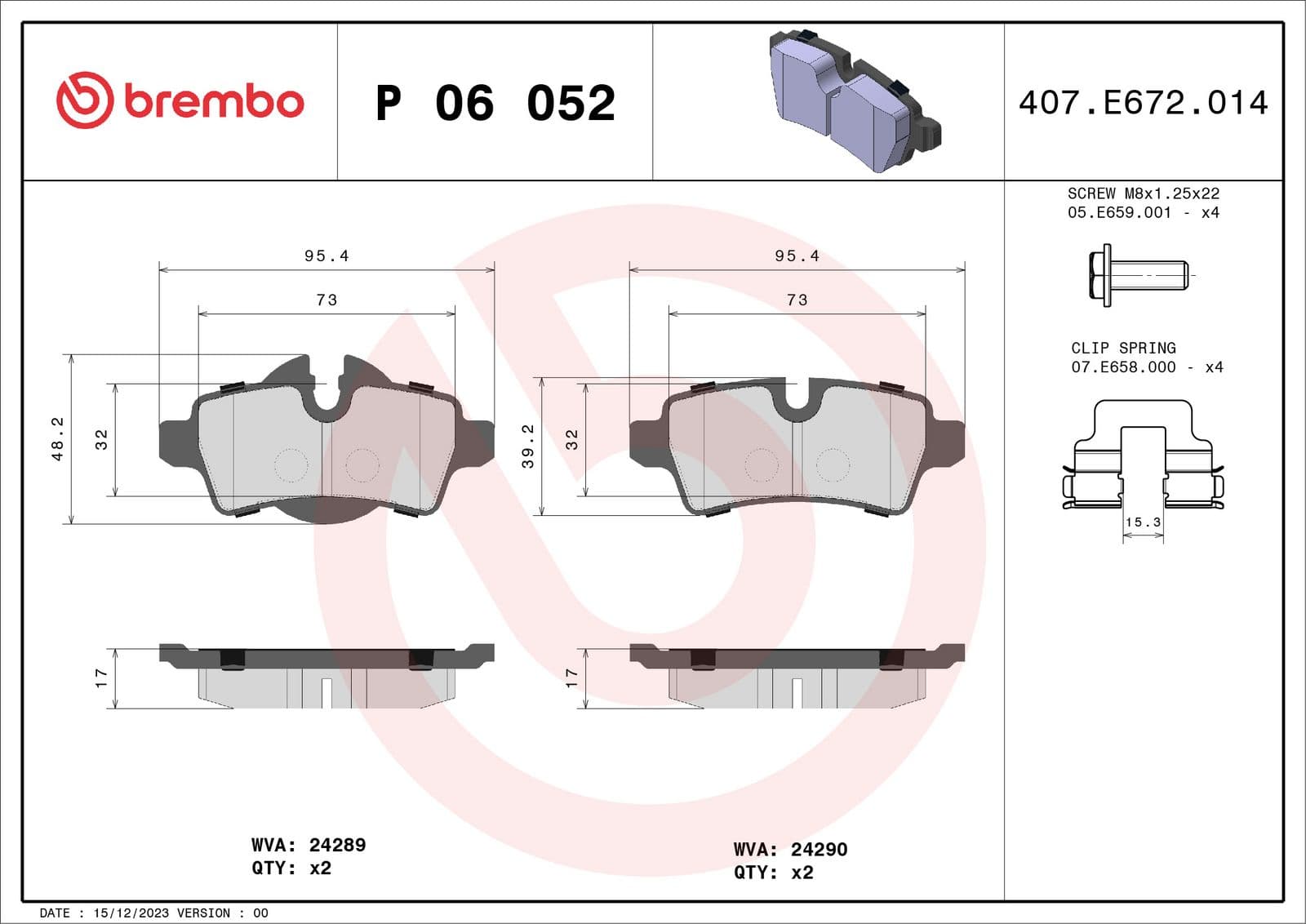 set placute frana,frana disc BREMBO PRIME LINE P 06 052