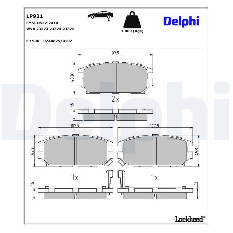 set placute frana,frana disc DELPHI LP921