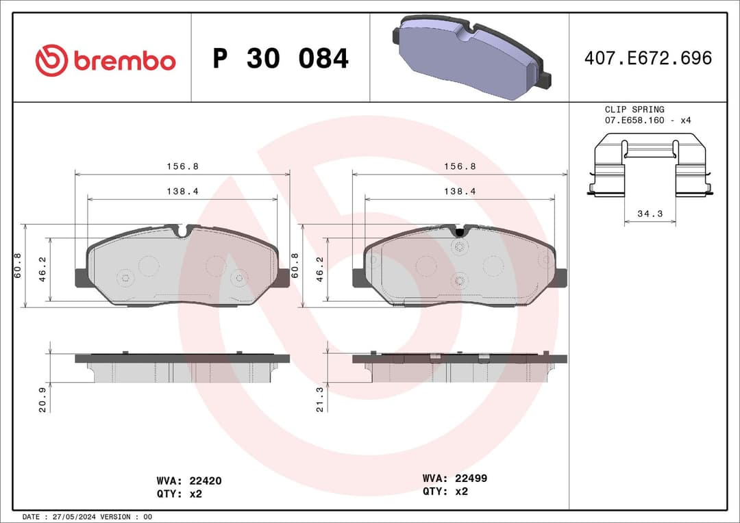 set placute frana,frana disc BREMBO P 30 084