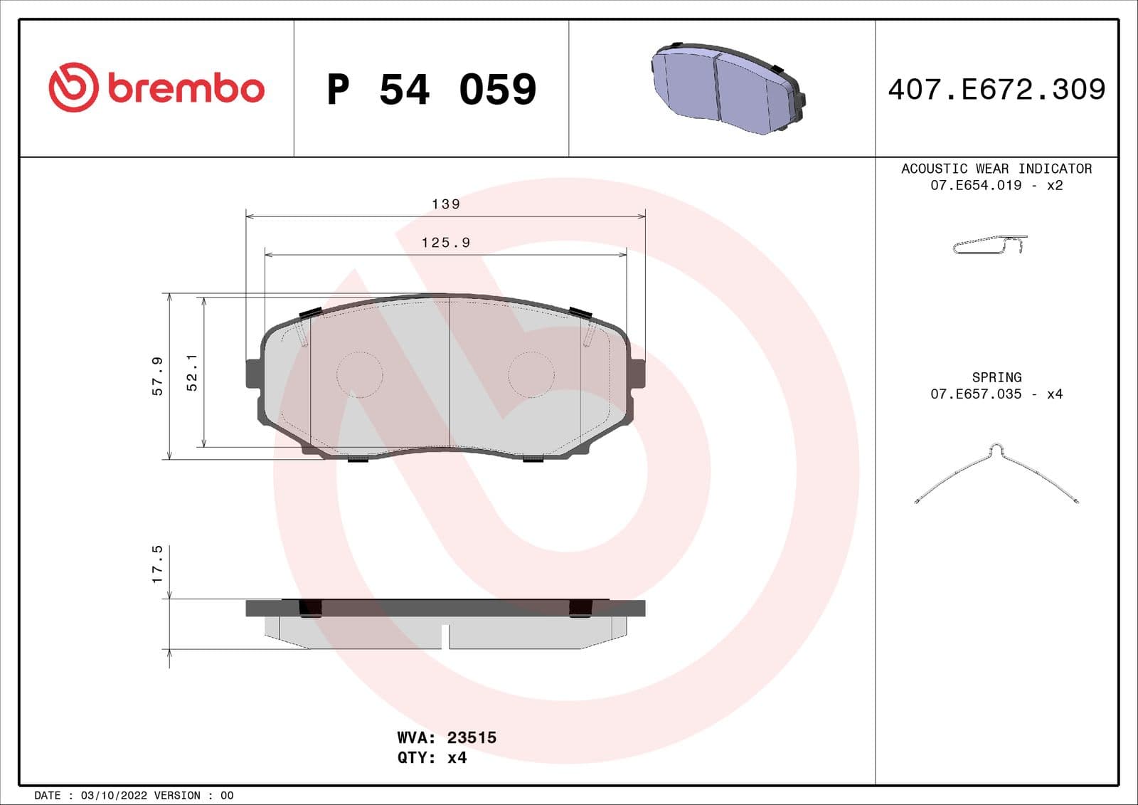 set placute frana,frana disc BREMBO PRIME LINE P 54 059