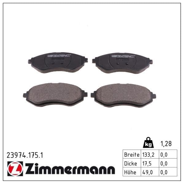 set placute frana,frana disc ZIMMERMANN 23974.175.1
