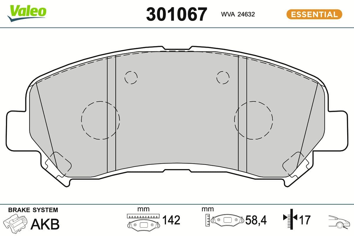 set placute frana,frana disc VALEO ESSENTIAL 301067