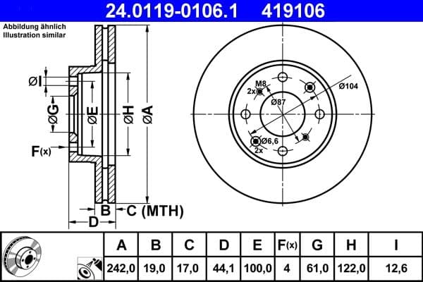 Disc frana ATE 24.0119-0106.1