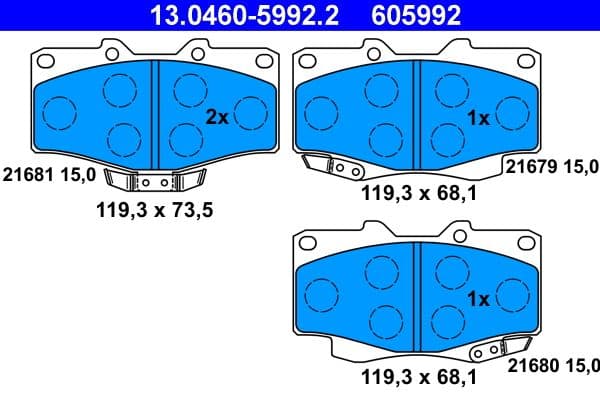 set placute frana,frana disc ATE 13.0460-5992.2