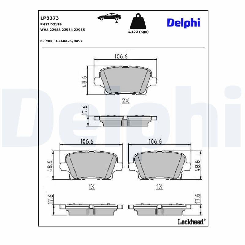 set placute frana,frana disc DELPHI LP3373