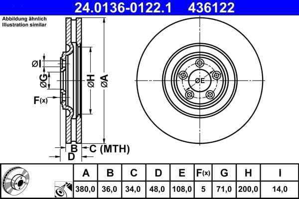 Disc frana ATE 24.0136-0122.1