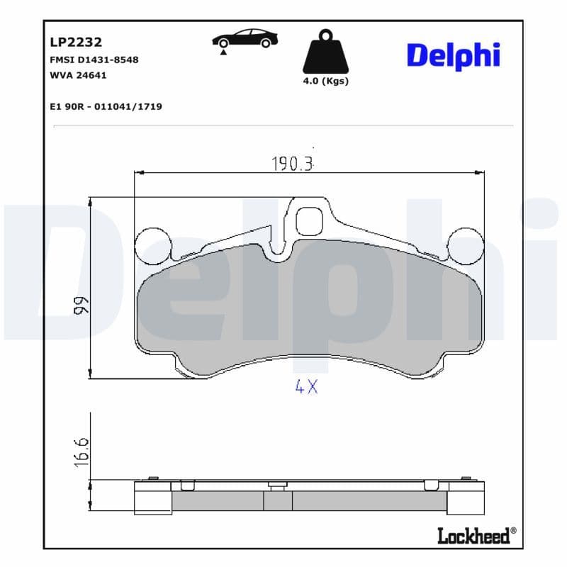 set placute frana,frana disc DELPHI LP2232