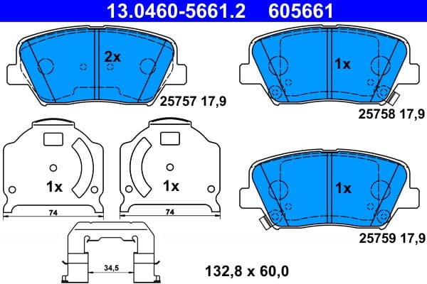 set placute frana,frana disc ATE 13.0460-5661.2