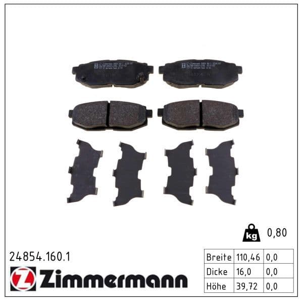 set placute frana,frana disc ZIMMERMANN 24854.160.1
