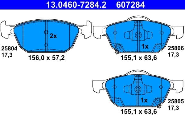 set placute frana,frana disc ATE 13.0460-7284.2