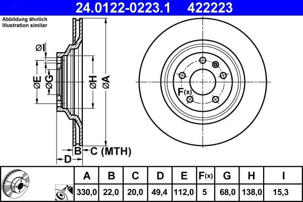 Disc frana ATE 24.0122-0223.1