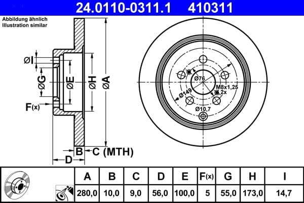 Disc frana ATE 24.0110-0311.1