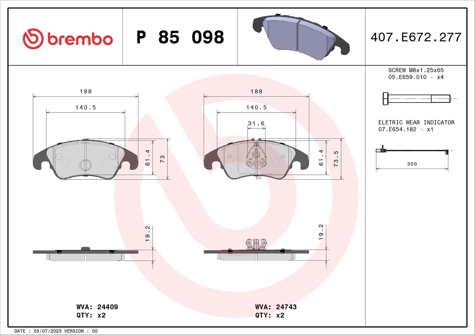 set placute frana,frana disc BREMBO PRIME LINE P 85 098