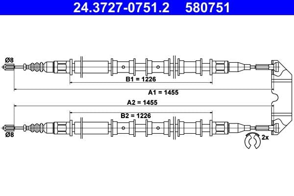 Cablu, frana de parcare ATE 24.3727-0751.2